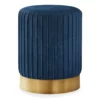 Pleated Velvet Upholstered Ottoman