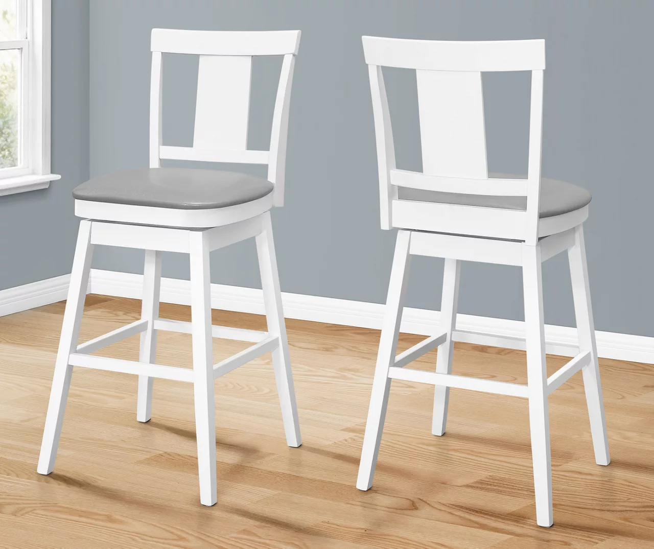 Faux Leather Swivel Bar Stools, 2-Pack 6 Faux Leather Swivel Bar Stools, 2-Pack - Image 4