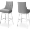 45.5" Gray Button Tufted Faux Leather Swivel Bar Stools, 2-Pack -Storage supplies store 810533439 2 1