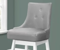 45.5" Gray Button Tufted Faux Leather Swivel Bar Stools, 2-Pack -Storage supplies store 810533439 4 1