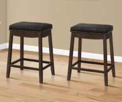Tufted Nailhead Backless Bar Stools, 2-Pack
