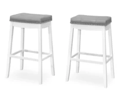 Tufted Nailhead Backless Bar Stools, 2-Pack -Storage supplies store 810533442 2