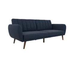 Brittany Navy Blue Linen Convertible Sleeper Futon 11 Brittany Navy Blue Linen Convertible Sleeper Futon -Storage supplies store 810535269 4