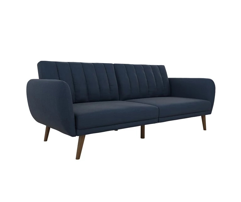 Brittany Navy Blue Linen Convertible Sleeper Futon 6 Brittany Navy Blue Linen Convertible Sleeper Futon - Image 4