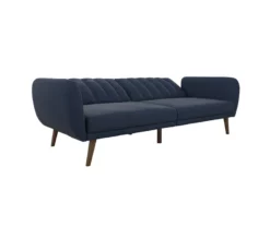 Brittany Navy Blue Linen Convertible Sleeper Futon 12 Brittany Navy Blue Linen Convertible Sleeper Futon -Storage supplies store 810535269 5