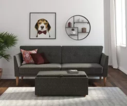 Regal Gray Linen Convertible Sleeper Futon