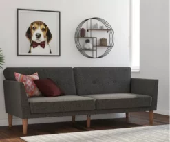 Regal Gray Linen Convertible Sleeper Futon -Storage supplies store 810535613 3