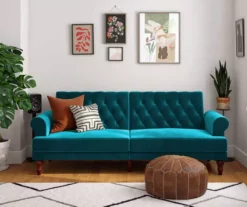 Cassidy Green Velvet Convertible Sleeper Futon 10 Cassidy Green Velvet Convertible Sleeper Futon -Storage supplies store 810535627 3