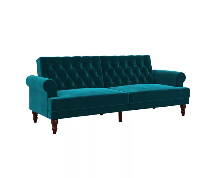 Cassidy Green Velvet Convertible Sleeper Futon 6 Cassidy Green Velvet Convertible Sleeper Futon - Image 4