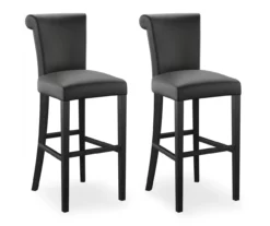 30" Black Faux Brushed Leather Bar Stools, 2-Pack 17 30" Black Faux Brushed Leather Bar Stools, 2-Pack -Storage supplies store 810535738 1