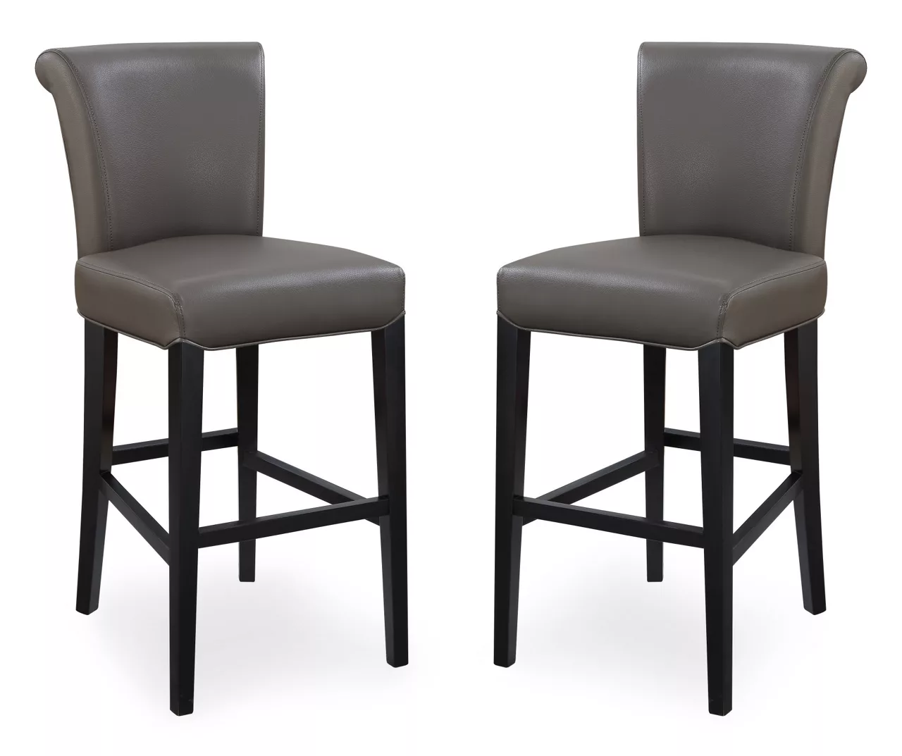 30" Black Faux Brushed Leather Bar Stools, 2-Pack 3 30" Black Faux Brushed Leather Bar Stools, 2-Pack