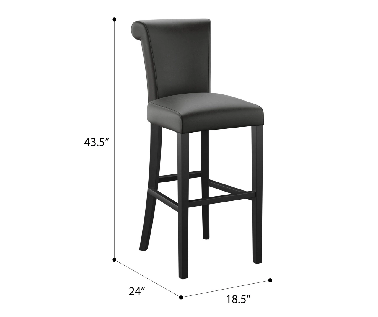 30" Black Faux Brushed Leather Bar Stools, 2-Pack 13 30" Black Faux Brushed Leather Bar Stools, 2-Pack - Image 11