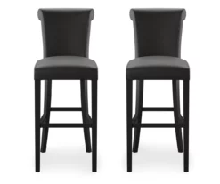 30" Black Faux Brushed Leather Bar Stools, 2-Pack 18 30" Black Faux Brushed Leather Bar Stools, 2-Pack -Storage supplies store 810535738 4