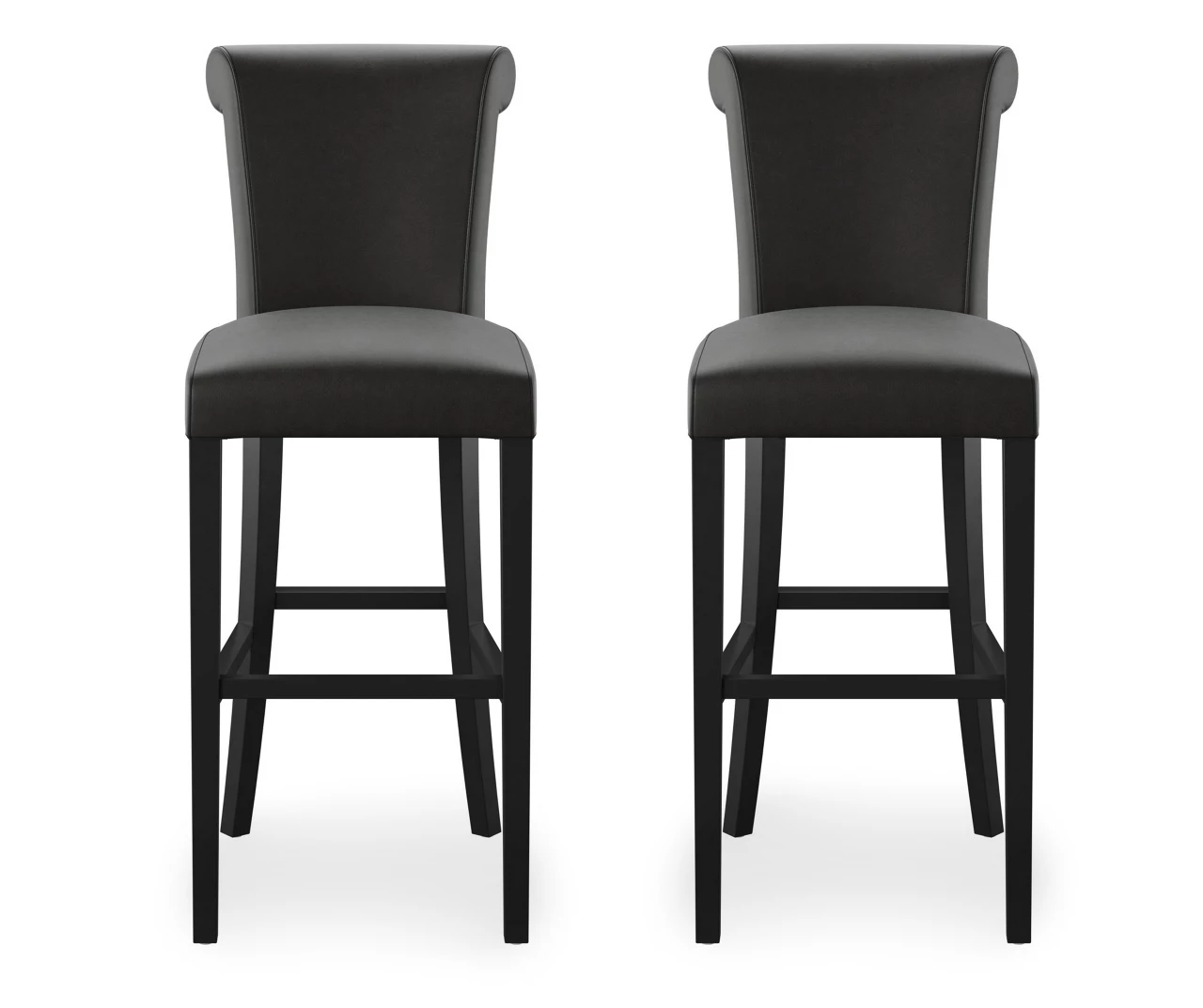 30" Black Faux Brushed Leather Bar Stools, 2-Pack 8 30" Black Faux Brushed Leather Bar Stools, 2-Pack - Image 6