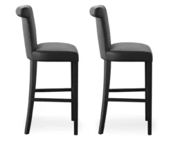 30" Black Faux Brushed Leather Bar Stools, 2-Pack 19 30" Black Faux Brushed Leather Bar Stools, 2-Pack -Storage supplies store 810535738 5