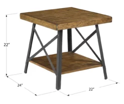 Pomona Pine Brown & Steel Gray 24" Wood Open-Shelf End Table -Storage supplies store 810535748 2