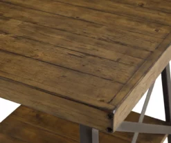 Pomona Pine Brown & Steel Gray 24" Wood Open-Shelf End Table -Storage supplies store 810535748 3