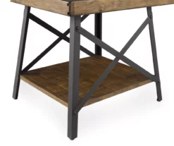 Pomona Pine Brown & Steel Gray 24" Wood Open-Shelf End Table -Storage supplies store 810535748 4