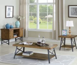 Pomona Pine Brown & Steel Gray 24" Wood Open-Shelf End Table -Storage supplies store 810535748 9