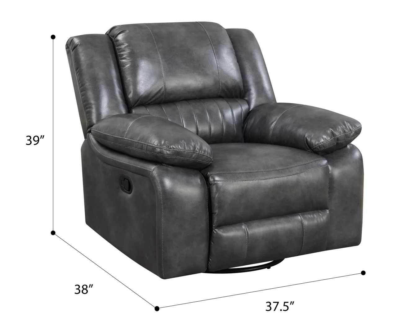 Paulson Gray Faux Leather Swivel Gliding Recliner 8 Paulson Gray Faux Leather Swivel Gliding Recliner - Image 6