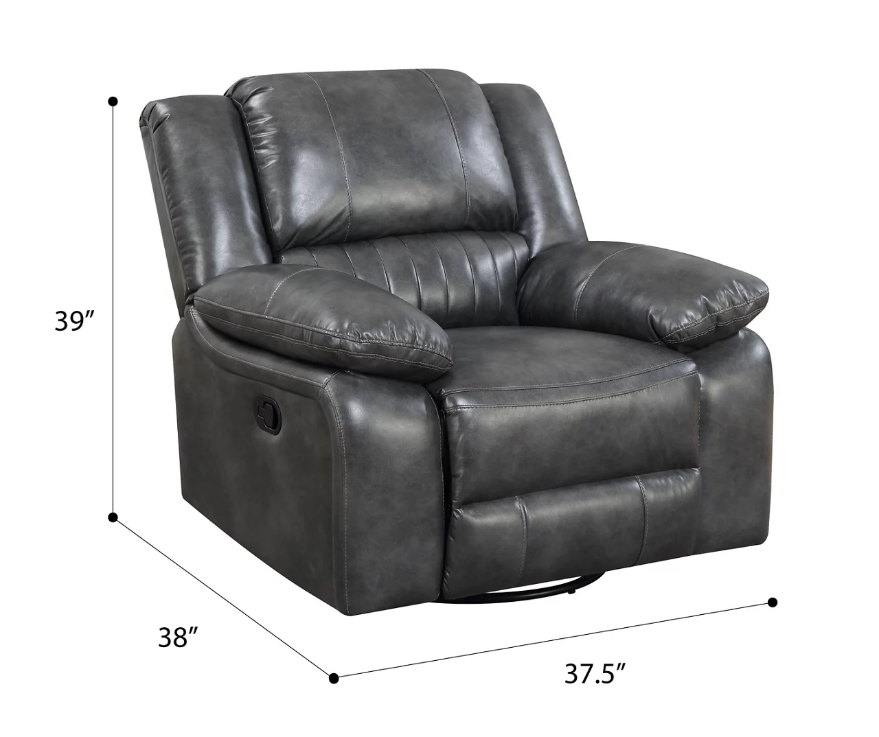 Paulson Gray Faux Leather Swivel Gliding Recliner 11 Paulson Gray Faux Leather Swivel Gliding Recliner - Image 9