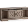 59" Dark Taupe Wood Look Sliding Barn Door TV Stand -Storage supplies store 810535762 2