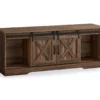 60" Reclaimed Brown Wood Look Sliding Barn Door TV Stand