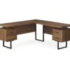 Walnut Wood Look 3-Drawer L-Shaped Corner Computer Desk -Storage supplies store 810535778 2