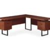 Cherry Wood Look 3-Drawer L-Shaped Corner Computer Desk -Storage supplies store 810535779 2
