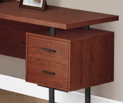 Cherry Wood Look 3-Drawer L-Shaped Corner Computer Desk 9 Cherry Wood Look 3-Drawer L-Shaped Corner Computer Desk -Storage supplies store 810535779 4