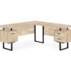 Natural Wood Look 3-Drawer L-Shaped Corner Comptuer Desk 2 Natural Wood Look 3-Drawer L-Shaped Corner Comptuer Desk -Storage supplies store 810535780 2