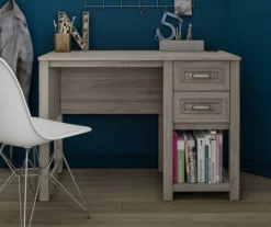 Sierra Ridge Levi Light Walnut Pedestal Desk -Storage supplies store 810538117 2