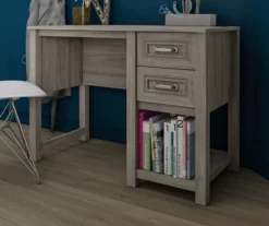 Sierra Ridge Levi Light Walnut Pedestal Desk -Storage supplies store 810538117 3