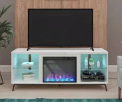 Newland White Electric Fireplace Console -Storage supplies store 810538184 1