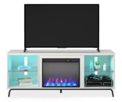 Newland White Electric Fireplace Console -Storage supplies store 810538184 4