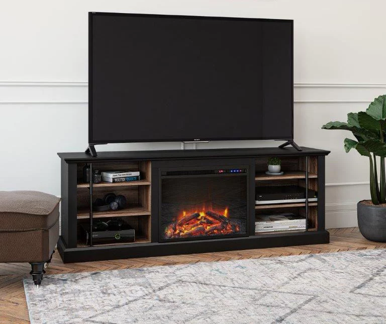 70" Fowler Black Electric Fireplace Console 5 70" Fowler Black Electric Fireplace Console - Image 3