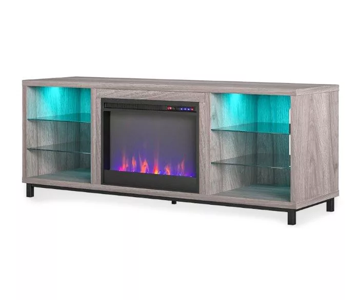 70" Intrepid Light Walnut Deluxe Electric Fireplace Console 3 70" Intrepid Light Walnut Deluxe Electric Fireplace Console