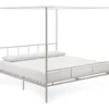 Marion White Metal King Canopy Bed -Storage supplies store 810538376 3