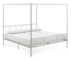 Marion White Metal King Canopy Bed
