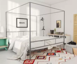 Marion Dark Gray Metal King Canopy Bed -Storage supplies store 810538378 1