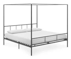 Marion Dark Gray Metal King Canopy Bed