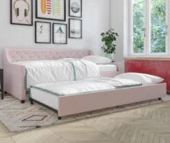 Her Majesty Light Pink Linen Daybed & Trundle