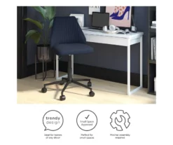 Brittany Blue Linen Office Chair -Storage supplies store 810538399 5