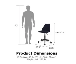 Brittany Blue Linen Office Chair -Storage supplies store 810538399 6