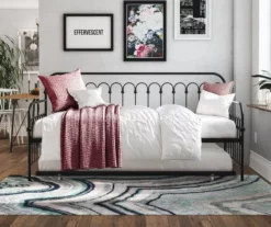 Bright Pop Black Metal Twin Daybed & Trundle -Storage supplies store 810538400 3