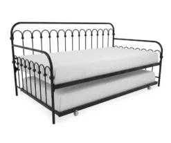 Bright Pop Black Metal Twin Daybed & Trundle -Storage supplies store 810538400 5