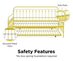 Bright Pop Yellow Metal Twin Daybed & Trundle 13 Bright Pop Yellow Metal Twin Daybed & Trundle -Storage supplies store 810538408 6