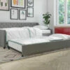 Her Majesty Gray Linen Daybed & Trundle -Storage supplies store 810538419 1