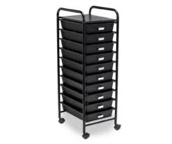 Black Metal 10-Drawer Rolling Storage Cart 9 Black Metal 10-Drawer Rolling Storage Cart -Storage supplies store 810539916 3