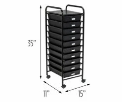 Black Metal 10-Drawer Rolling Storage Cart 11 Black Metal 10-Drawer Rolling Storage Cart -Storage supplies store 810539916 5